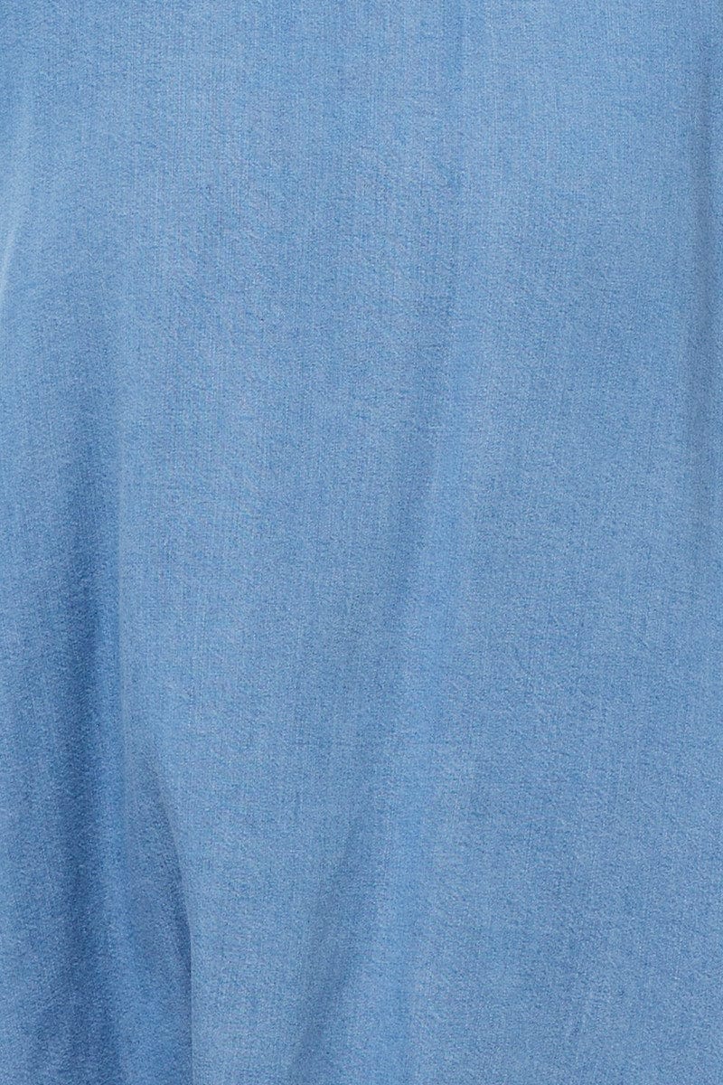 Blue A Line Dress Short Sleeve Maxi