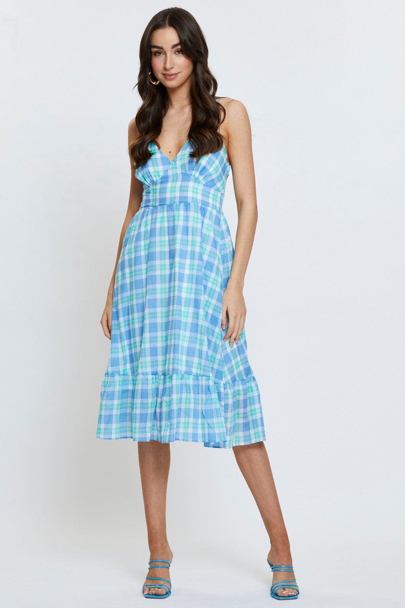 Check Midi Dress Sleeveless