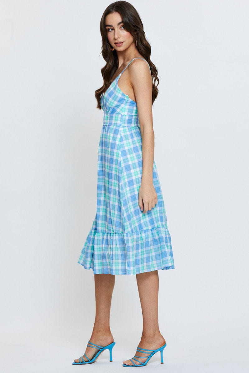 Check Midi Dress Sleeveless