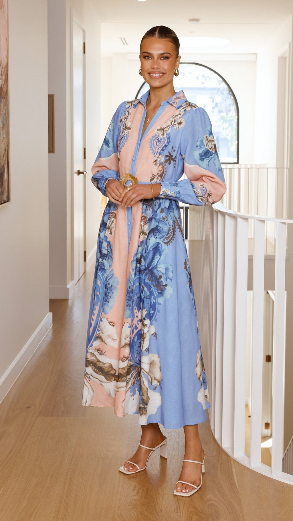 Naliah Long Sleeve Maxi Dress - Willow Blue
