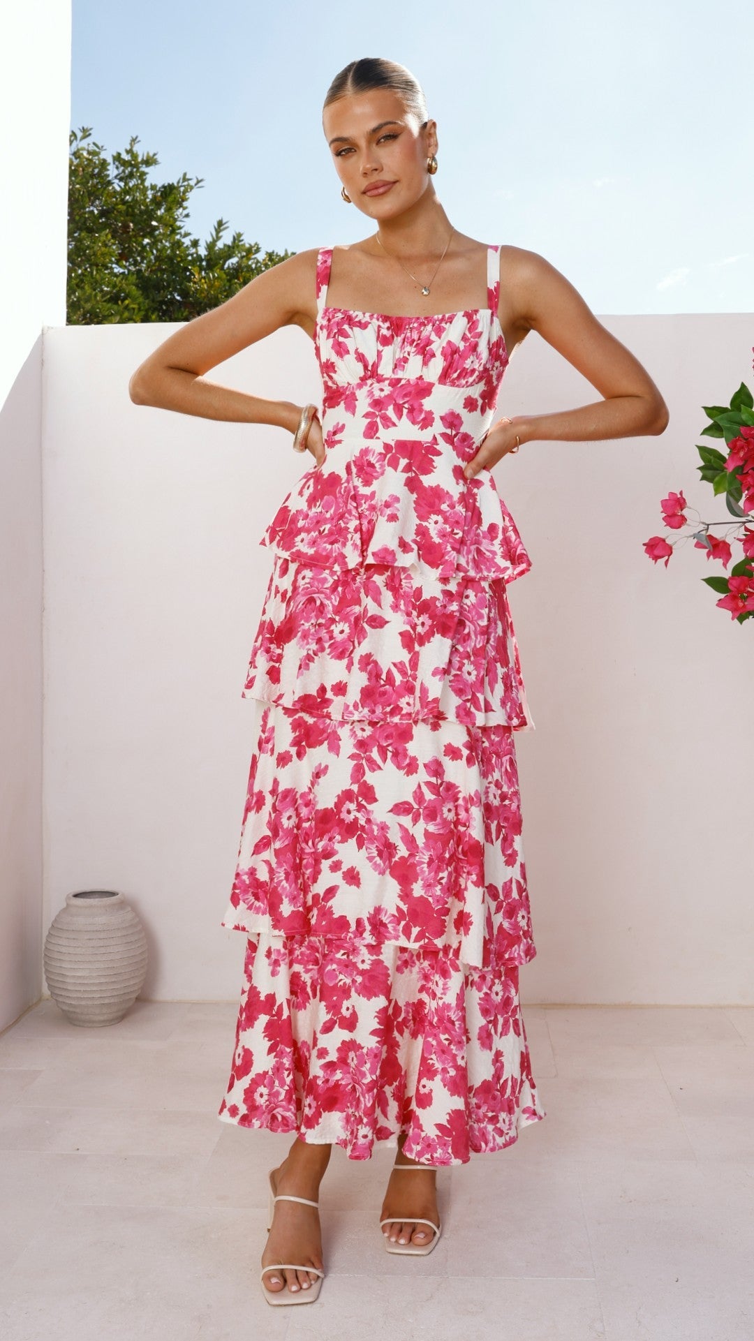 Odilia Maxi Dress - Pink/White Floral
