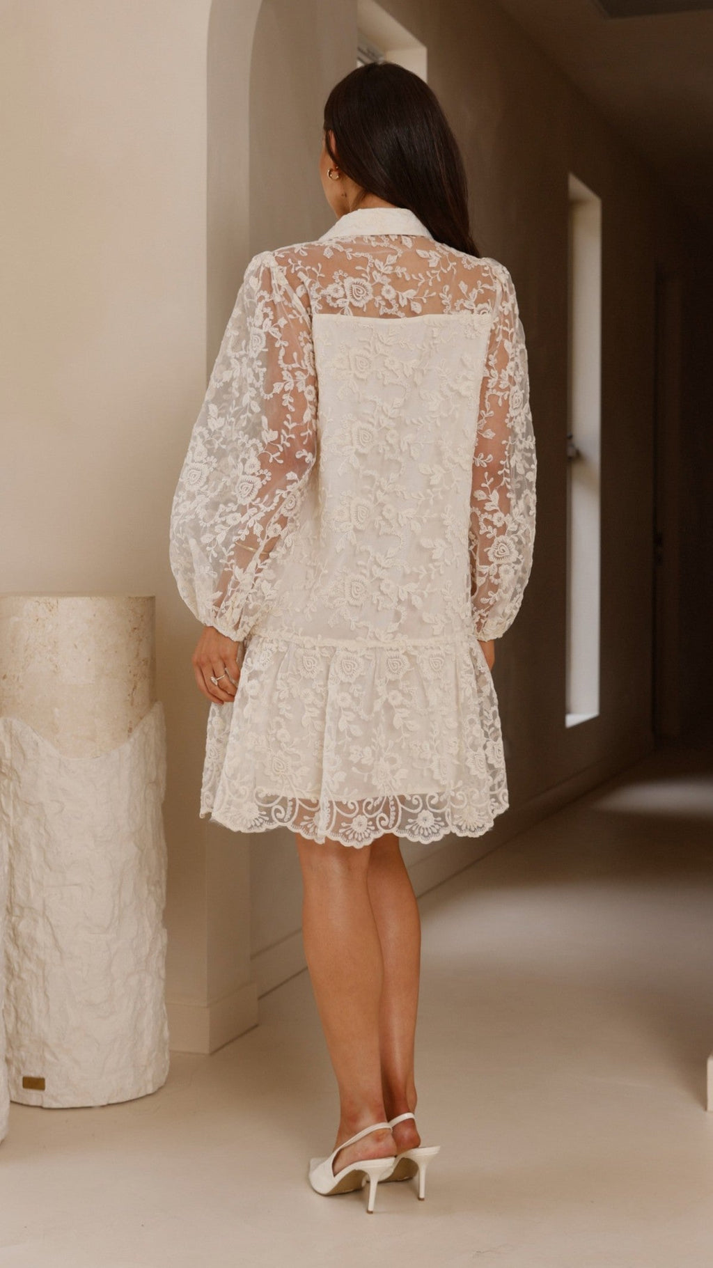 Acacia Lace Mini Dress - White