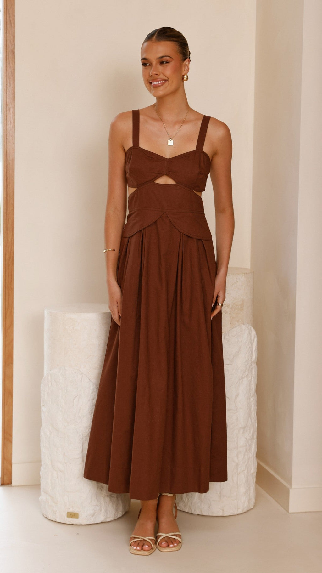 Harleigh Midi Dress - Brown