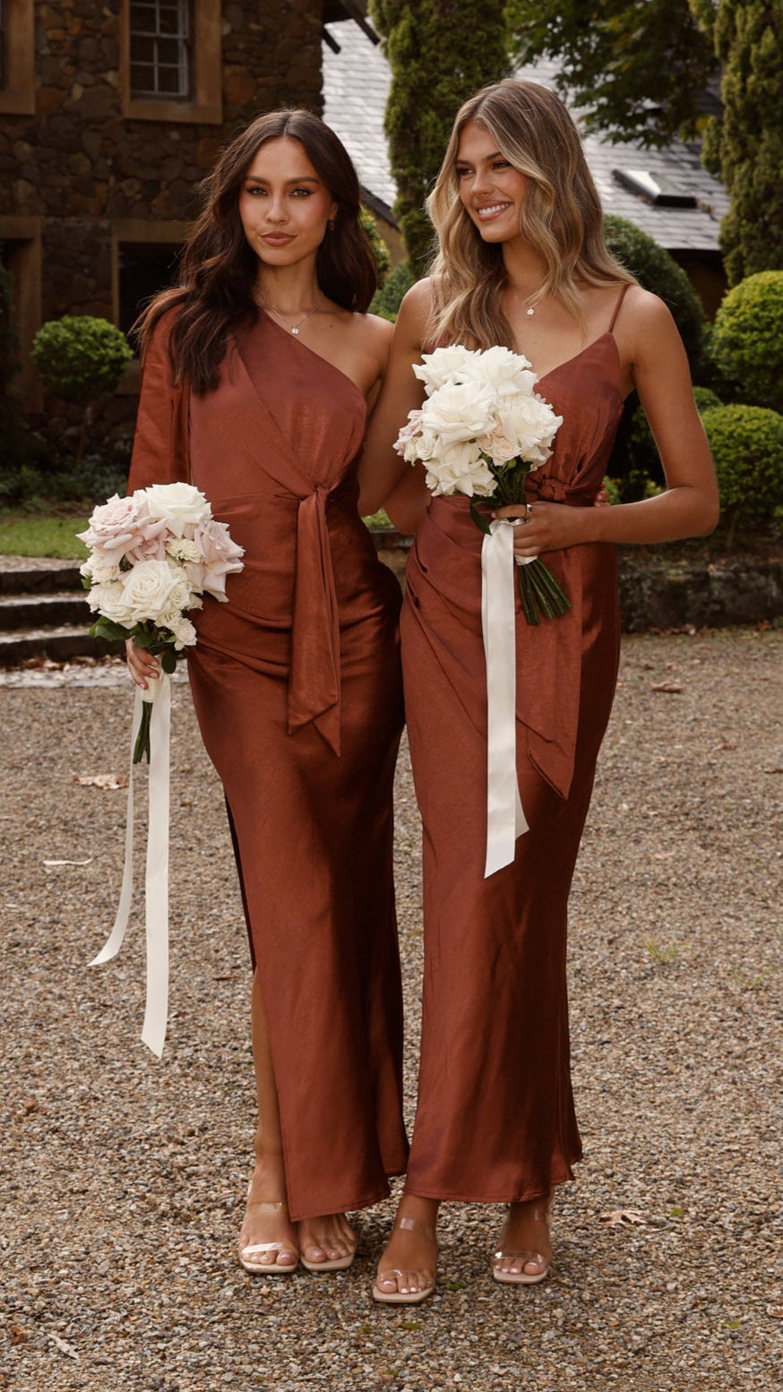 Eden One Shoulder Tie Front Maxi Dress - Rust