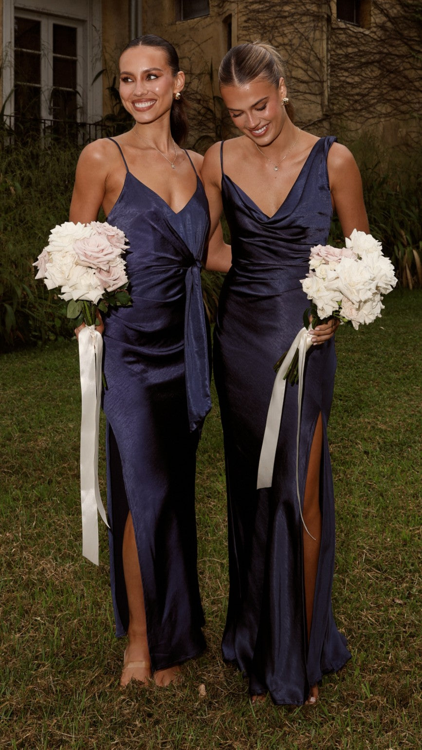 Iris Asymmetrical Maxi Dress - Navy