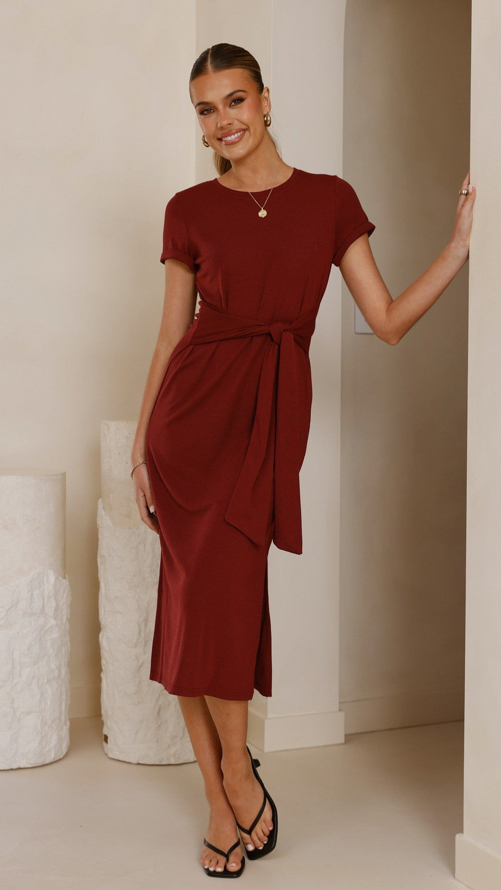 Valier Midi Dress - Wine
