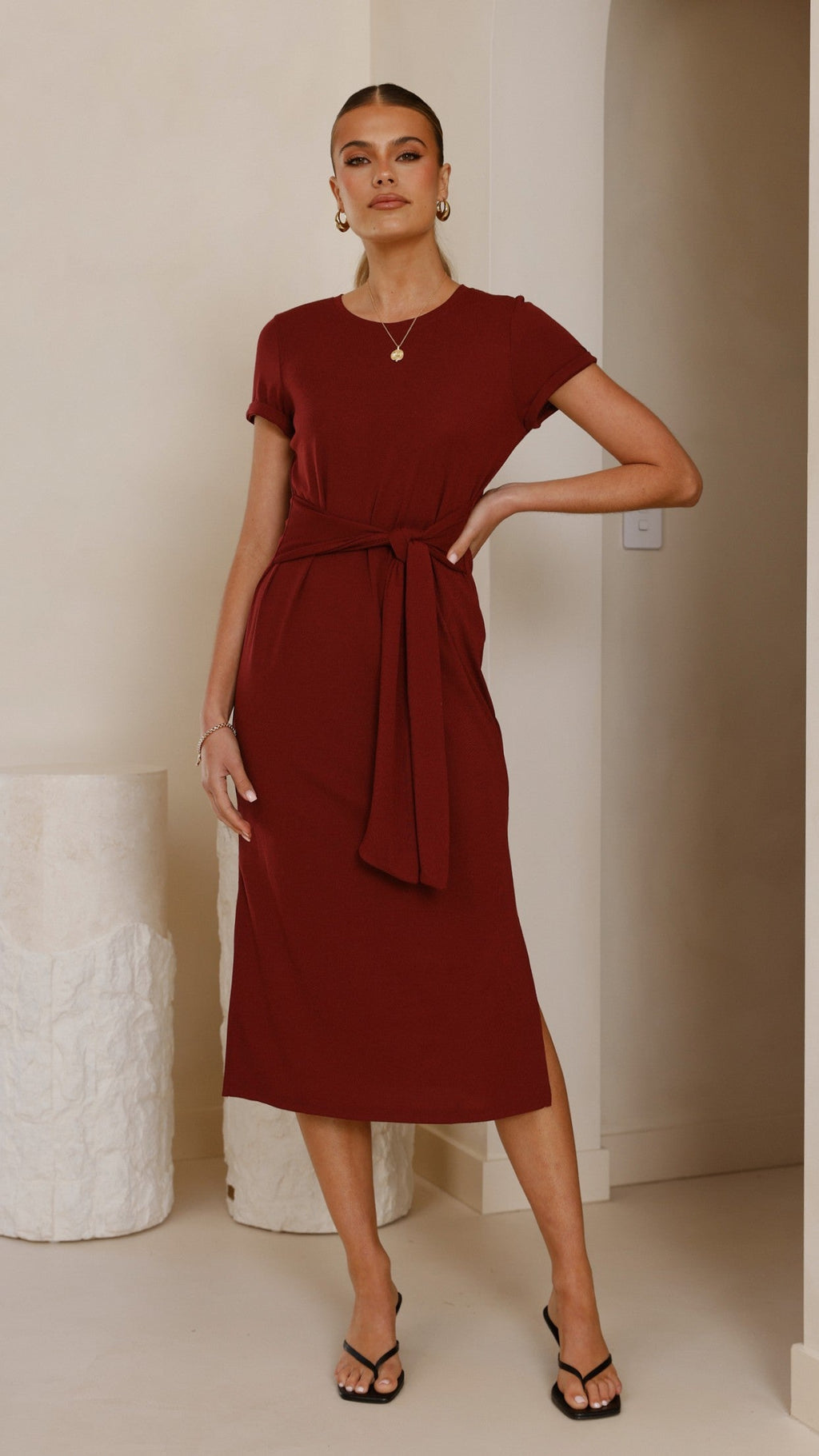 Valier Midi Dress - Wine
