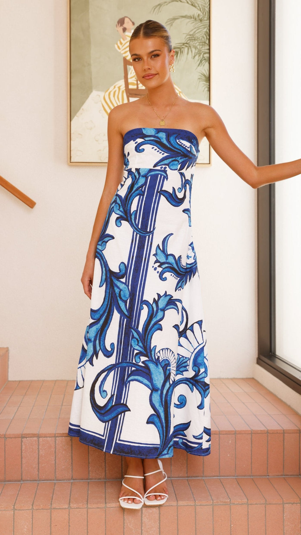Madra Maxi Dress - Sapphire / White Zayna