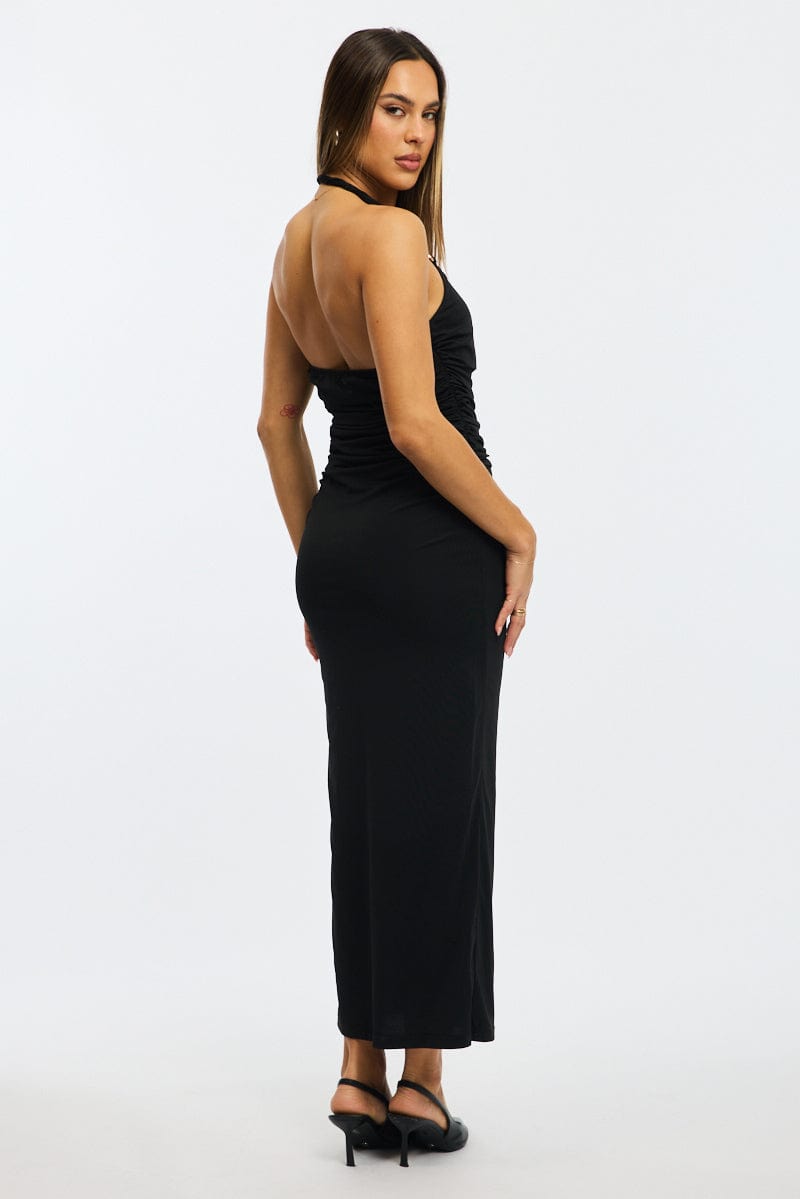 Black Bodycon Dress Halter Neck