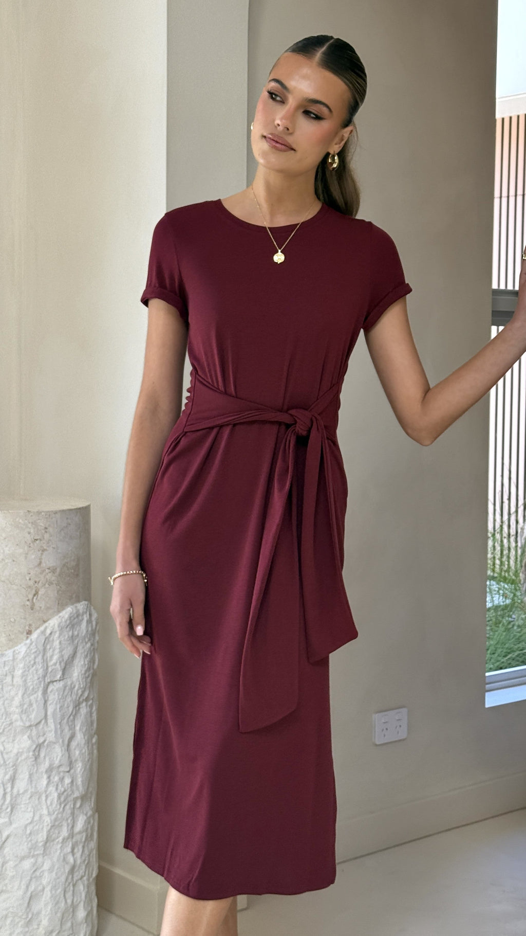 Valier Midi Dress - Wine