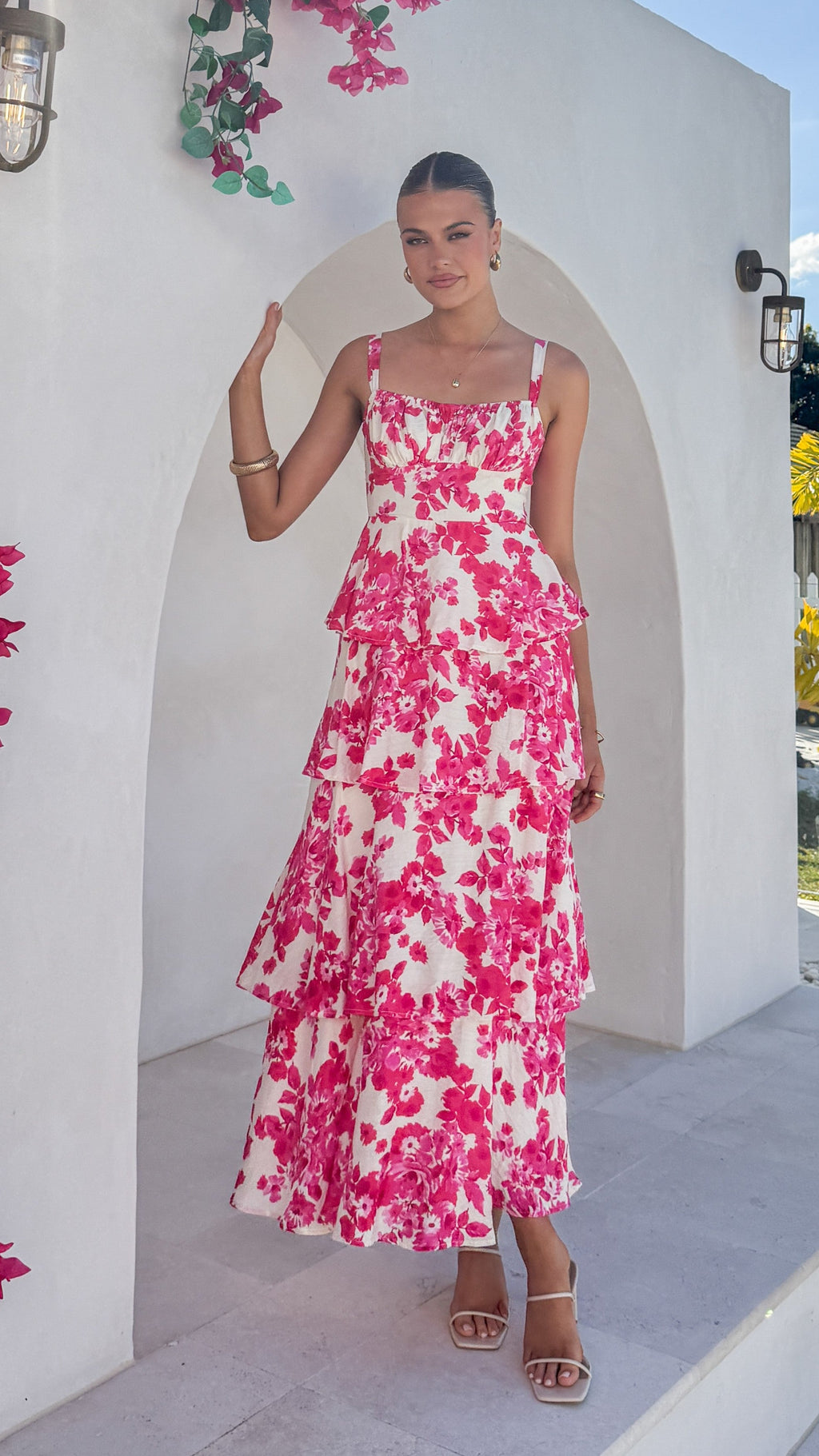 Odilia Maxi Dress - Pink/White Floral