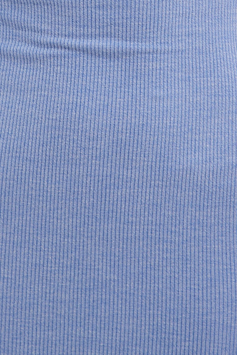 Blue Maxi Dress Sleeveless Bodycon Rib