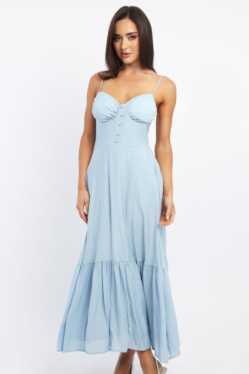 Blue Maxi Dress Tiered