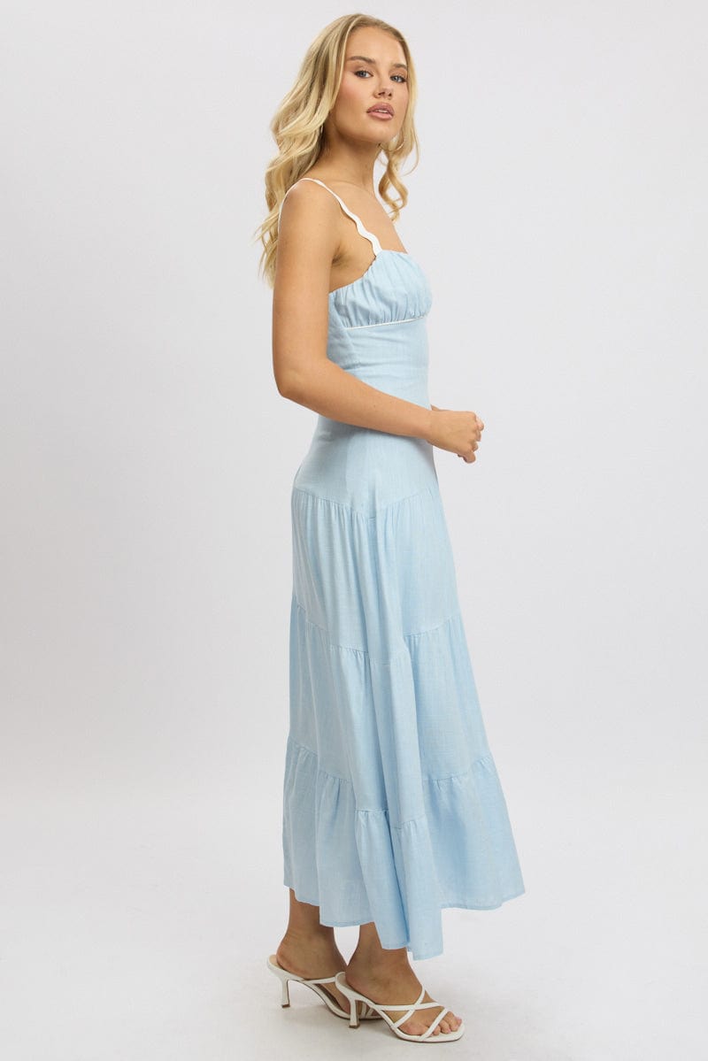 Blue Maxi Dress Tiered Ric Rac