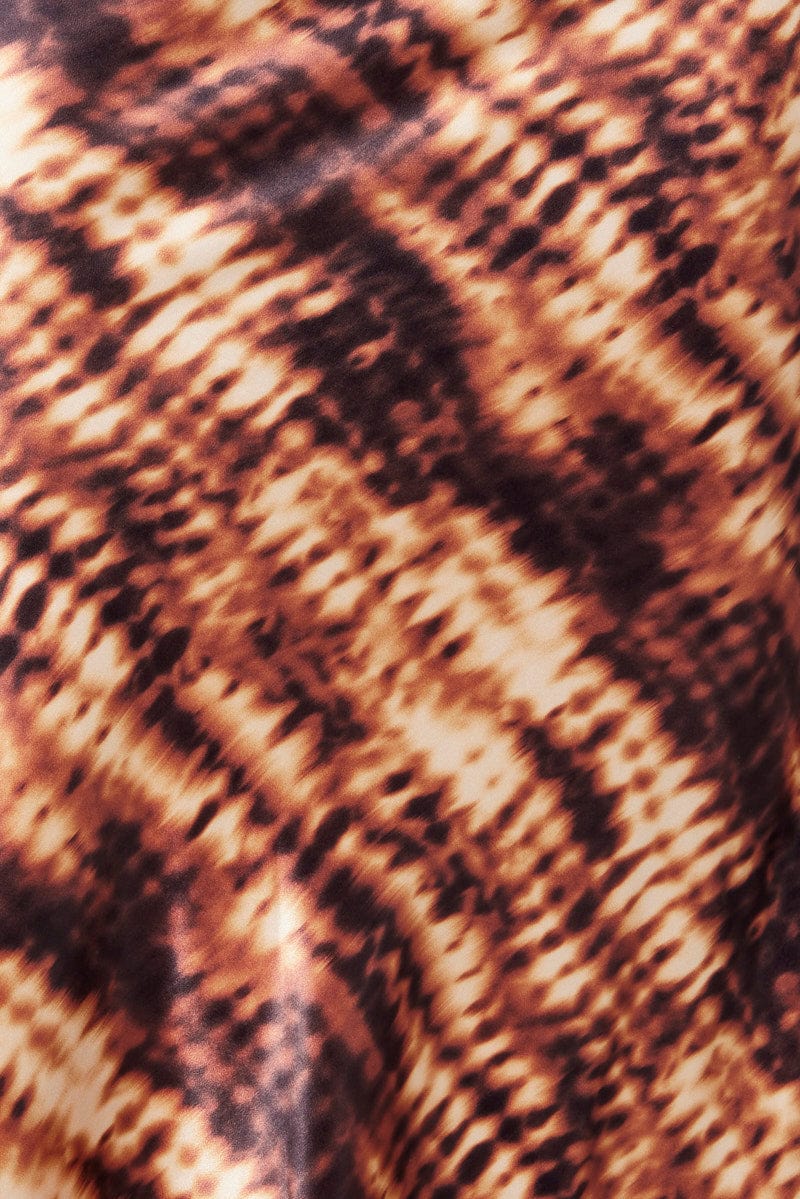 Brown Abstract Maxi Dress Strappy