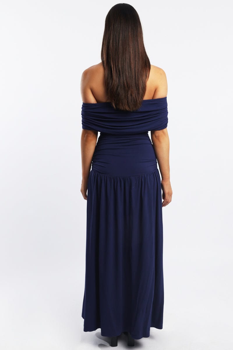 Blue Off Shoulder Maxi Dress