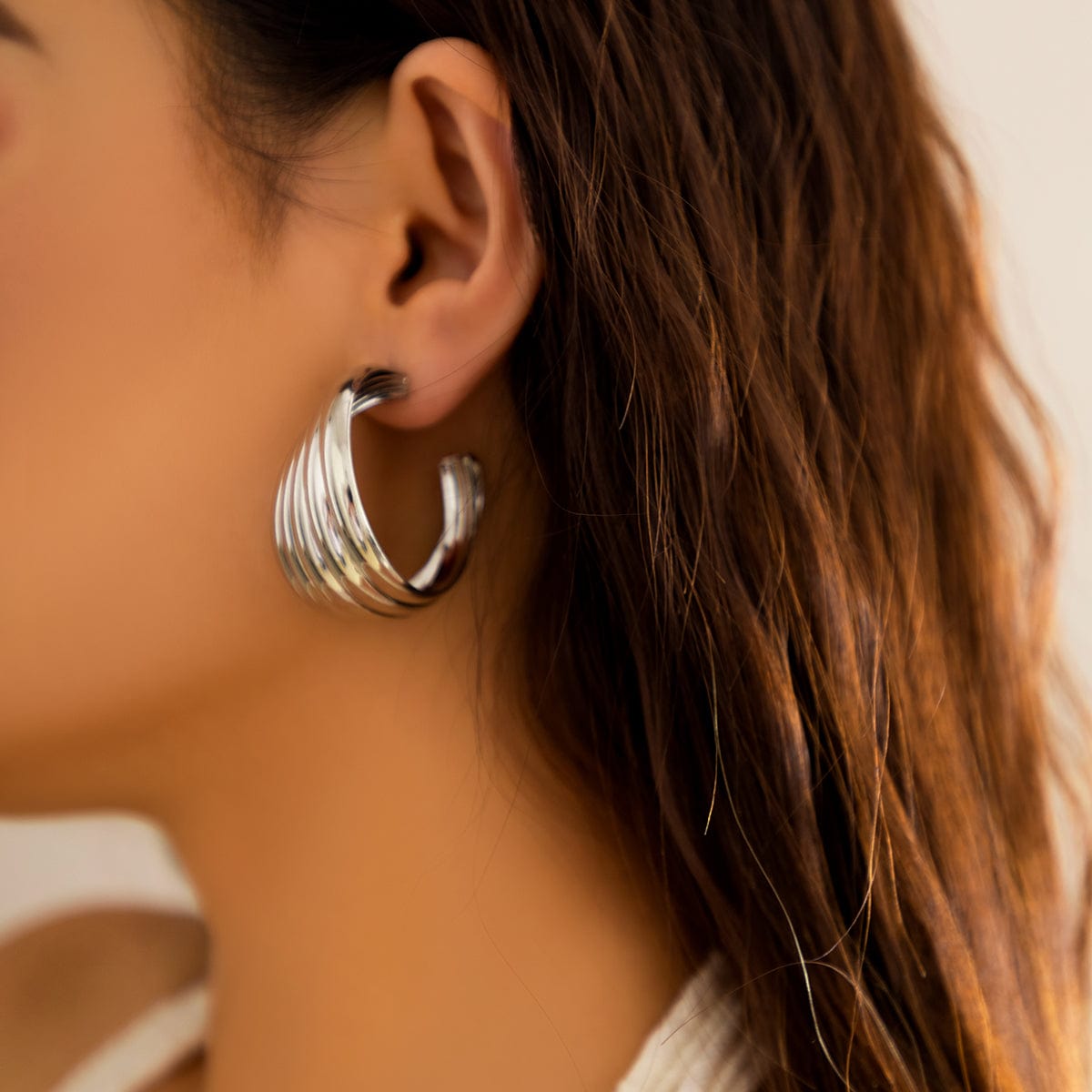Geometric Abstract Pattern Hoop Earrings