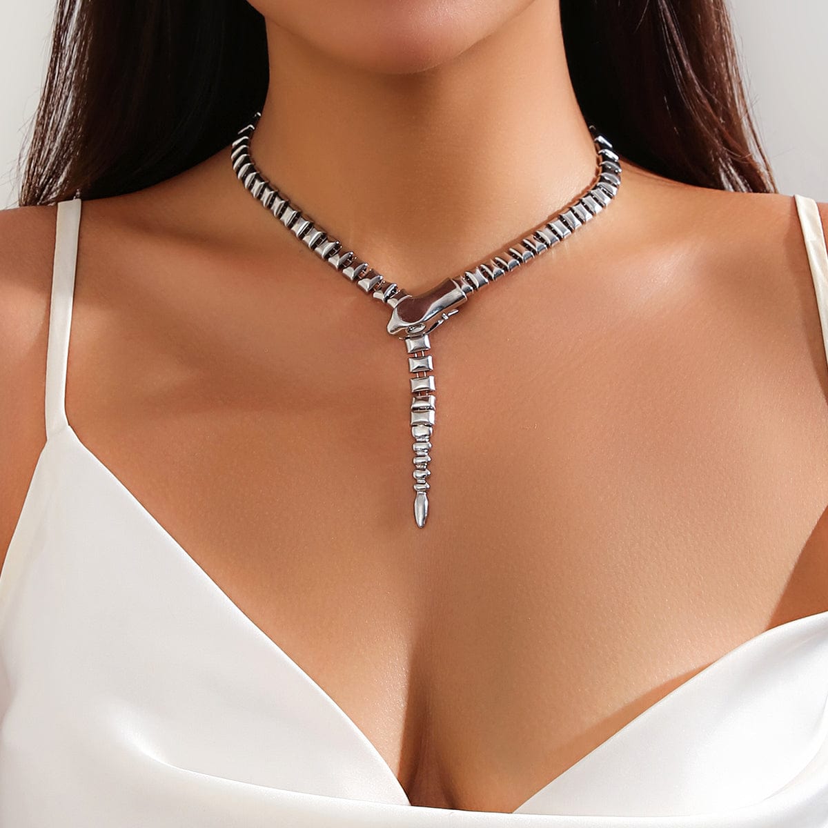 Geometric Abstract Snake Chain Necklace