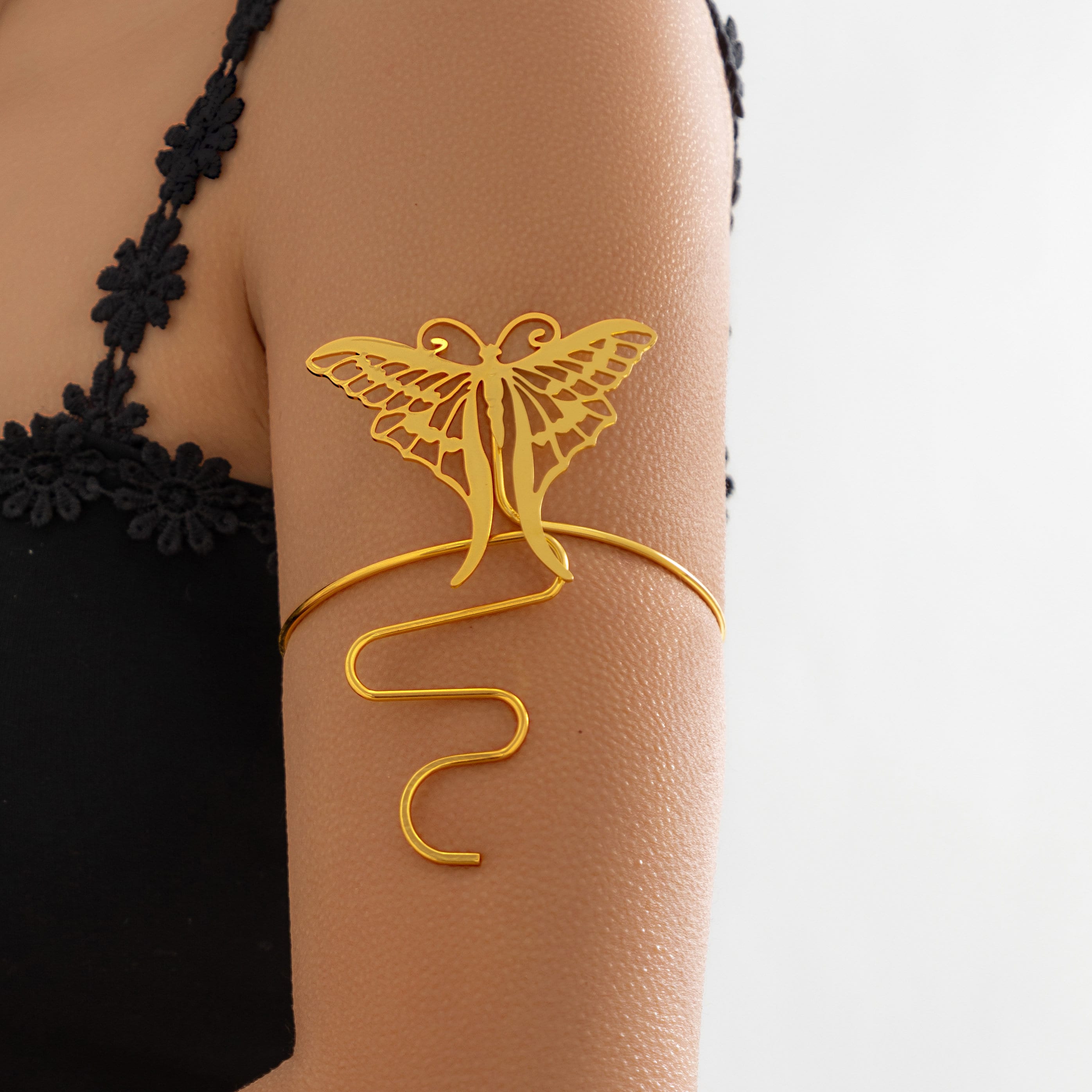 Geometric Carved Butterfly Arm Cuff