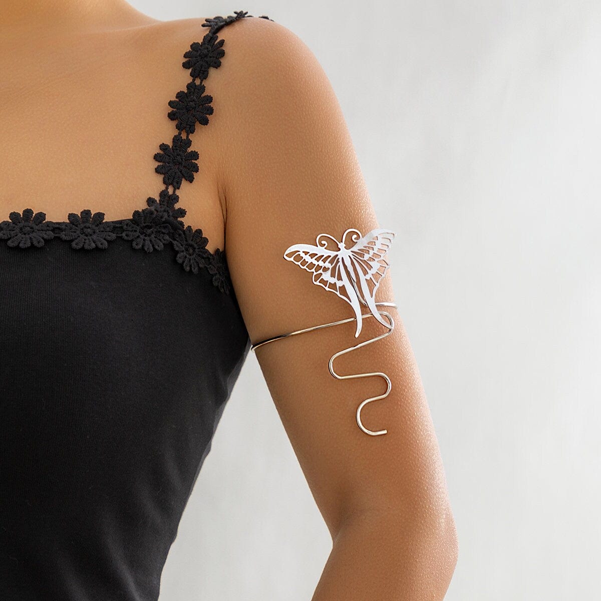 Geometric Carved Butterfly Arm Cuff