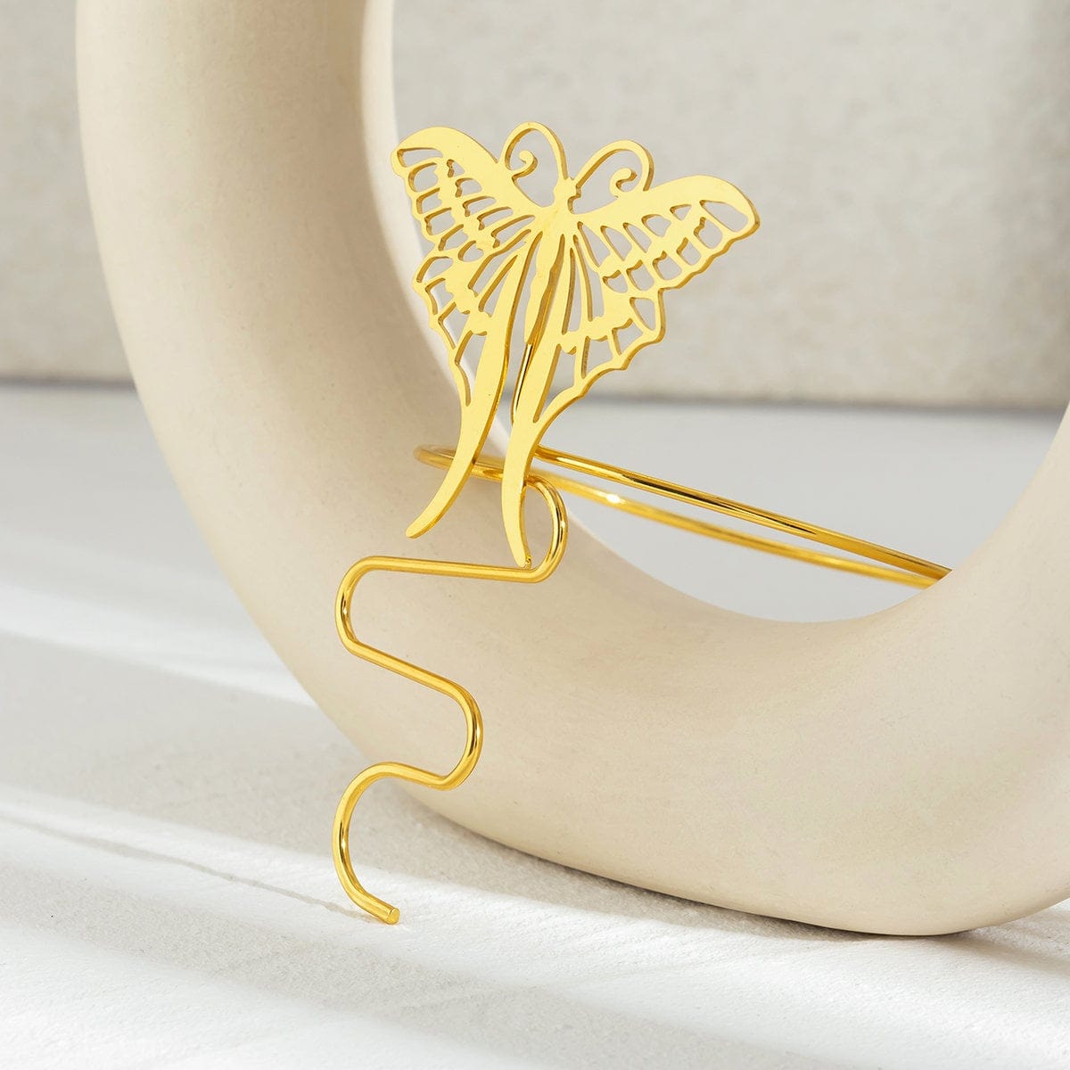 Geometric Carved Butterfly Arm Cuff