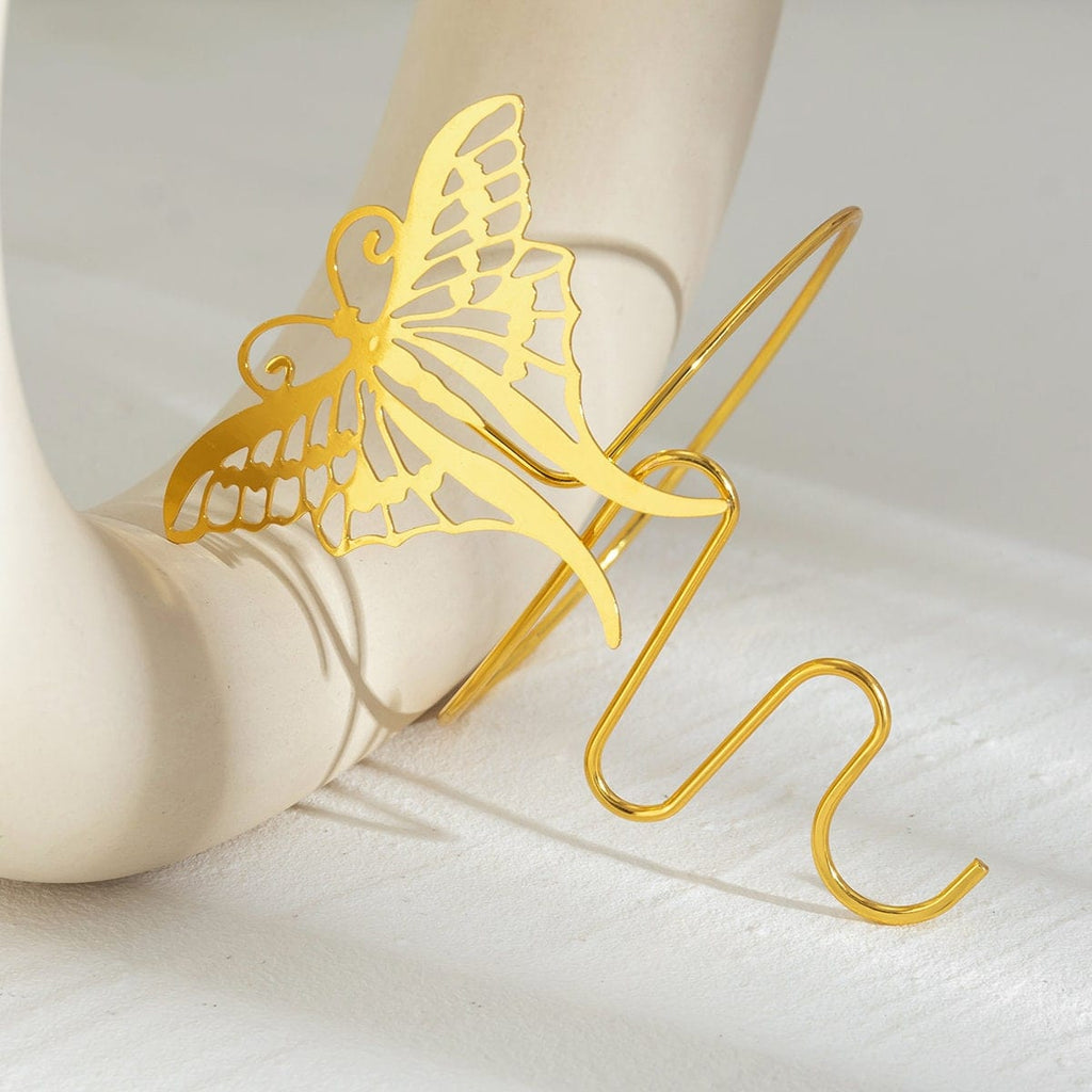 Geometric Carved Butterfly Arm Cuff