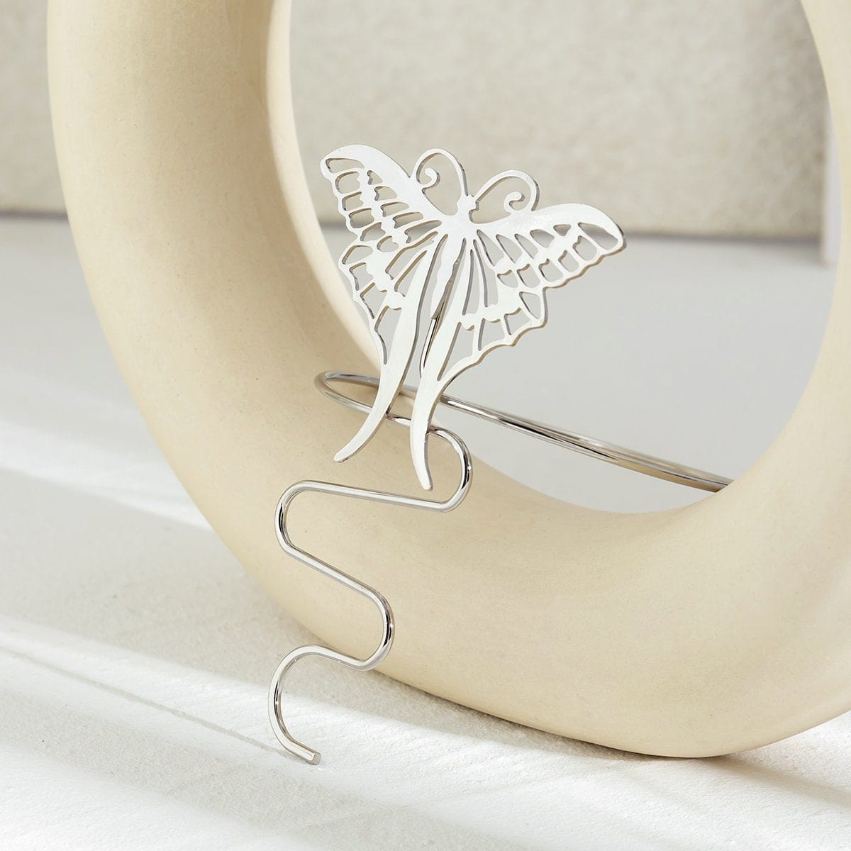 Geometric Carved Butterfly Arm Cuff