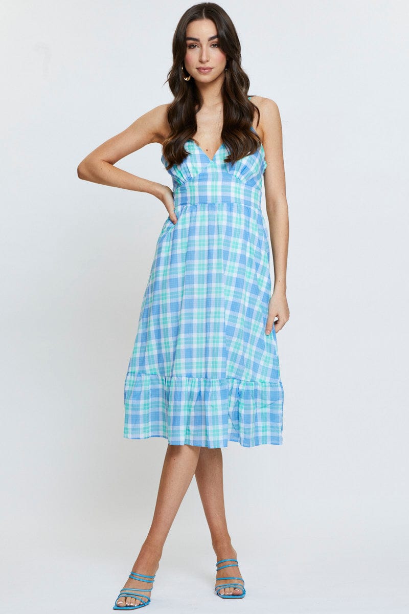 Check Midi Dress Sleeveless